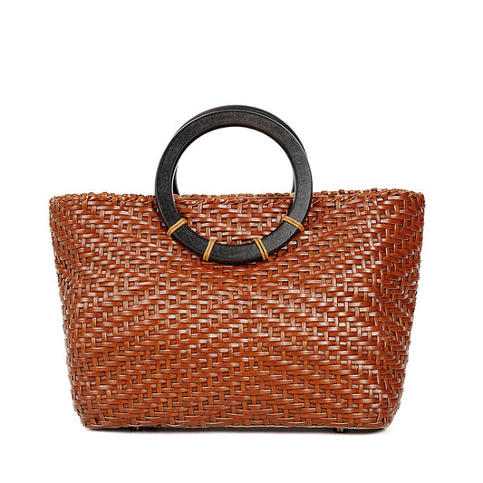 Sac à main en cuir personnalisé pour femme, sac tissé de grande capacité, sac à bandoulière, panier à légumes, design de niche, sac à bandoulière