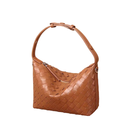 Sac à bandoulière en cuir véritable pour femme, sac tissé en peau de vache, sac à bandoulière texturé de niche, sac à main tissé pour navetteurs, sac à aisselle